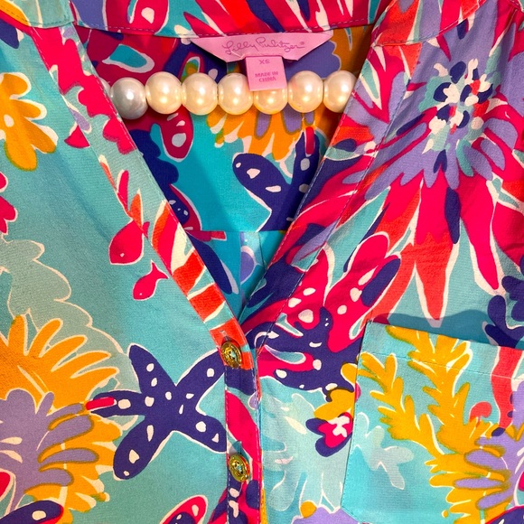 ‼️CLOSING SALE‼️ NWOT [Lilly Pulitzer] Elsa Silk Popover Blouse - Picture 1 of 3